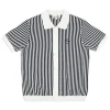 Abramo Knit Polo- Pearled Ivory/ Maritime Blue
