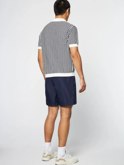 Abramo Knit Polo- Pearled Ivory/ Maritime Blue