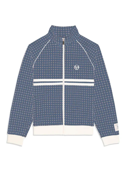 Dallas Houndstooth Track Jacket- Maritime Blue