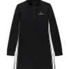 Damarindo Half-Zip Track Dress- Black