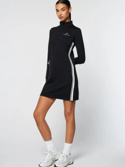 Damarindo Half-Zip Track Dress- Black