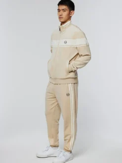 Damarindo Velour Track Jacket- Cement/ Gardenia