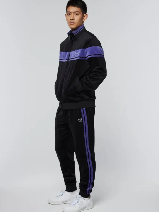 Damarindo Velour Track Jacket- Black/ Liberty