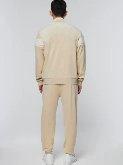 Damarindo Velour Track Jacket- Cement/ Gardenia