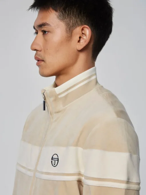 Damarindo Velour Track Jacket- Cement/ Gardenia