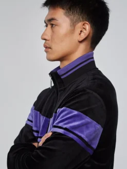 Damarindo Velour Track Jacket- Black/ Liberty