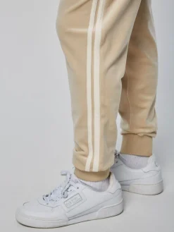 Damarindo Velour Track Pant-Cement/ Gardenia