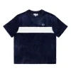 Debossed Damarindo Velour T-Shirt- Maritime Blue