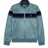 Debossed Damarindo Velour Track Jacket- Larkspur