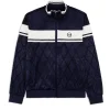 Debossed Damarindo Velour Track Jacket- Maritime Blue