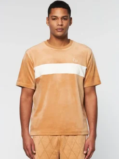 Debossed Damarindo Velour T-Shirt- Meerkat