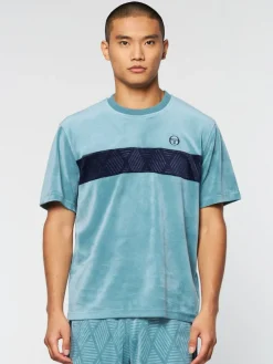 Debossed Damarindo Velour T-Shirt- Larkspur