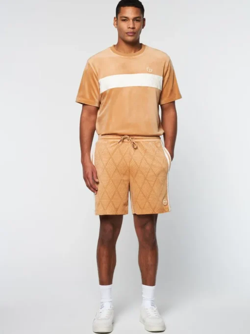 Debossed Damarindo Velour Short- Meerkat