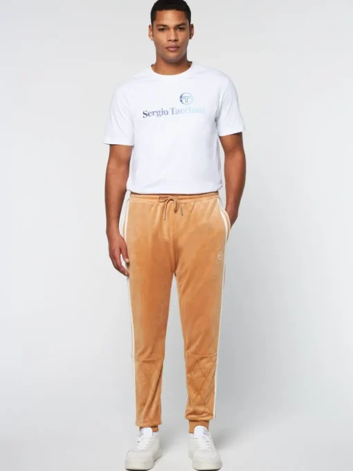 Debossed Damarindo Velour Track Pant- Meerkat