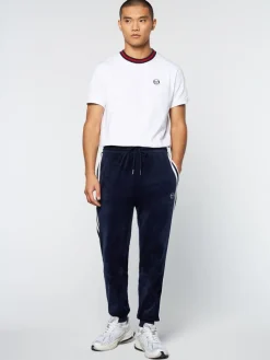 Debossed Damarindo Velour Track Pant- Maritime Blue