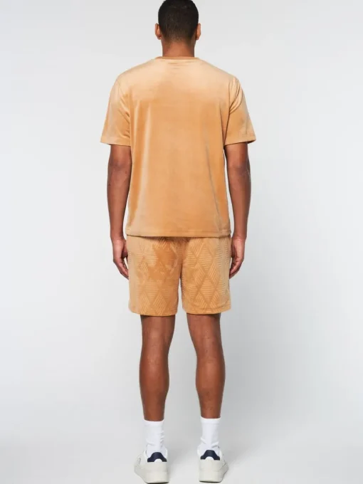 Debossed Damarindo Velour T-Shirt- Meerkat