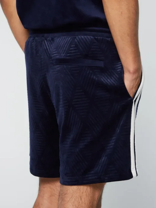 Debossed Damarindo Velour Short- Maritime Blue