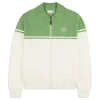 Donato Knit Track Jacket- Gardenia/ Jade Green