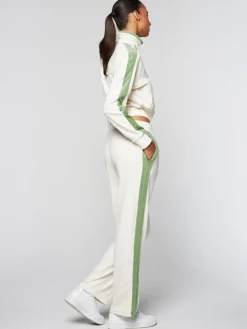 Miss Carlotta Velour Track Pant-Gardenia