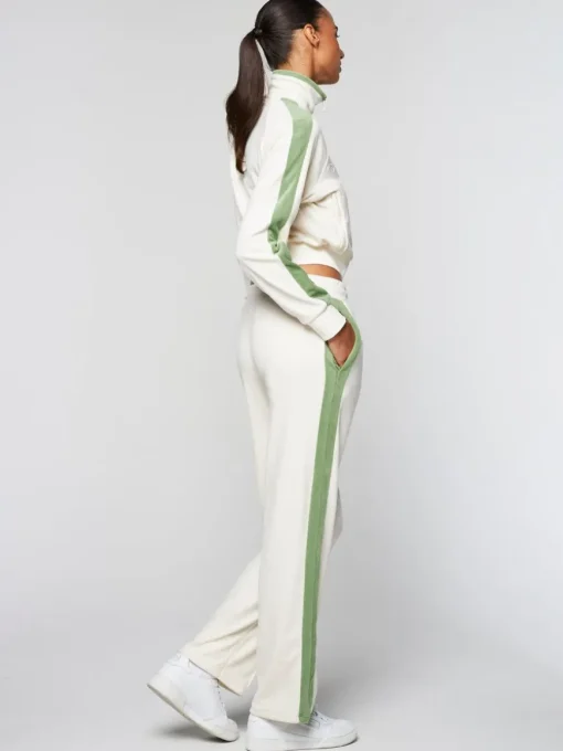 Miss Carlotta Velour Track Pant-Gardenia