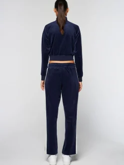 Miss Carlotta Velour Track Jacket- Maritime Blue