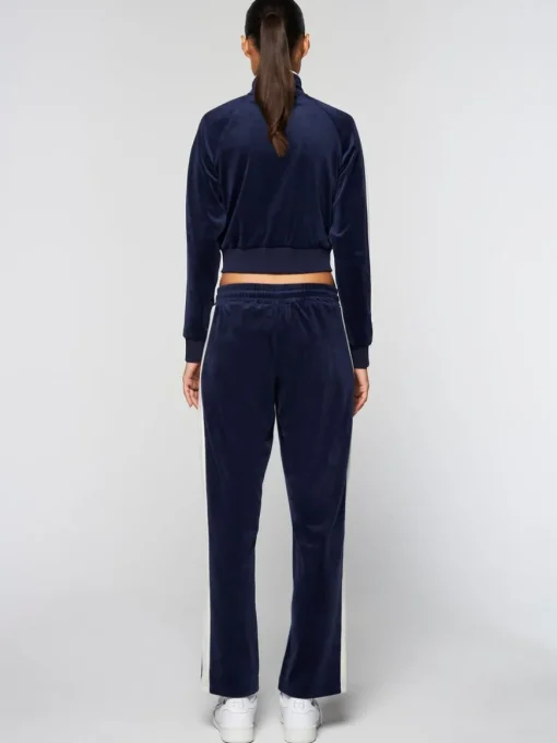 Miss Carlotta Velour Track Jacket- Maritime Blue