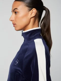 Miss Carlotta Velour Track Jacket- Maritime Blue