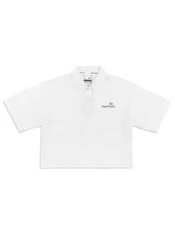 Monogram Jacquard Cropped Polo- Gardenia