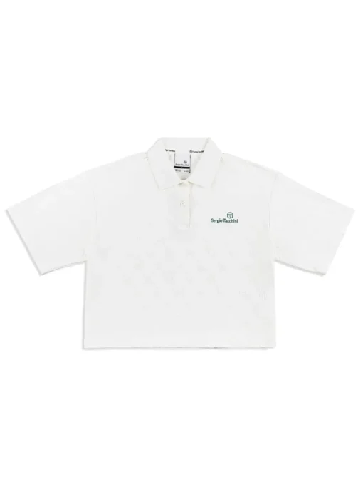 Monogram Jacquard Cropped Polo- Gardenia