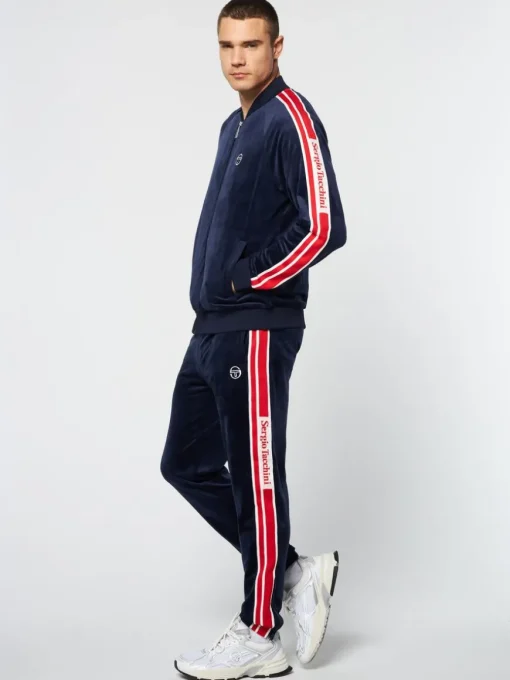 Pereto Velour Track Jacket- Maritime Blue