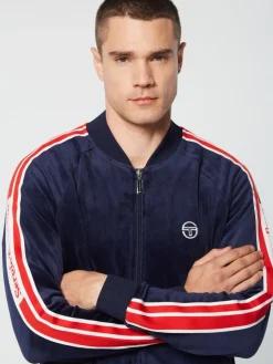 Pereto Velour Track Jacket- Maritime Blue