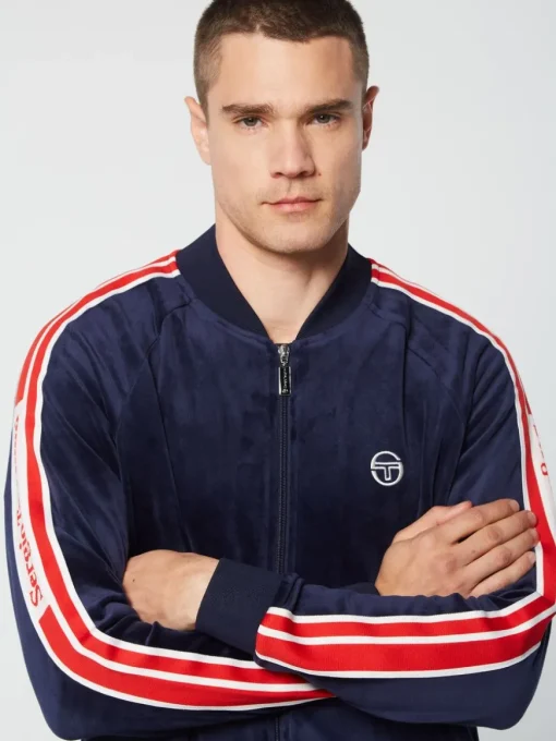 Pereto Velour Track Jacket- Maritime Blue