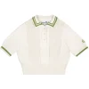 Perla Knit Cropped Polo- Gardenia
