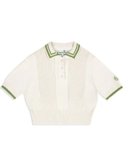 Perla Knit Cropped Polo- Gardenia