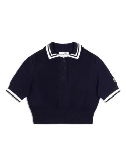 Perla Knit Cropped Polo- Maritime Blue