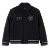 Prep Wool Varsity Jacket- Black
