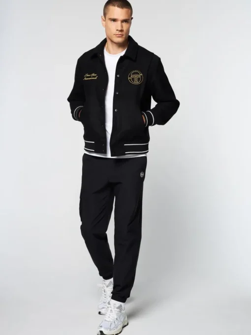 Prep Wool Varsity Jacket- Black