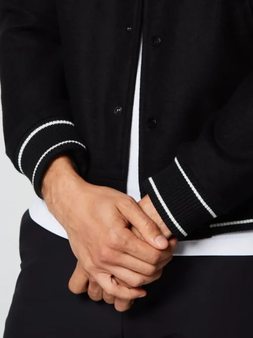 Prep Wool Varsity Jacket- Black