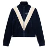 Sara Velour Track Jacket- Maritime Blue