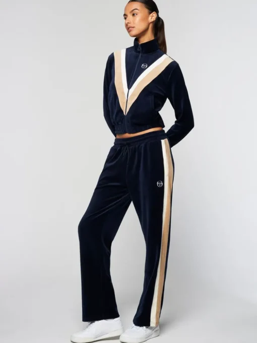 Sara Velour Track Jacket- Maritime Blue