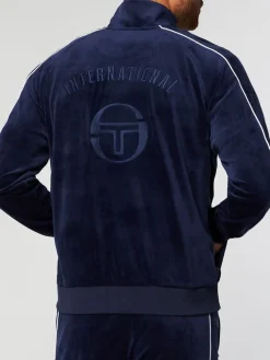 Sovana Velour Track Jacket- Maritime Blue