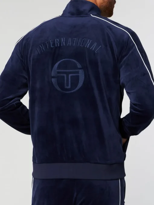 Sovana Velour Track Jacket- Maritime Blue