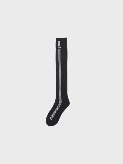 Striped Knee High Socks- Black