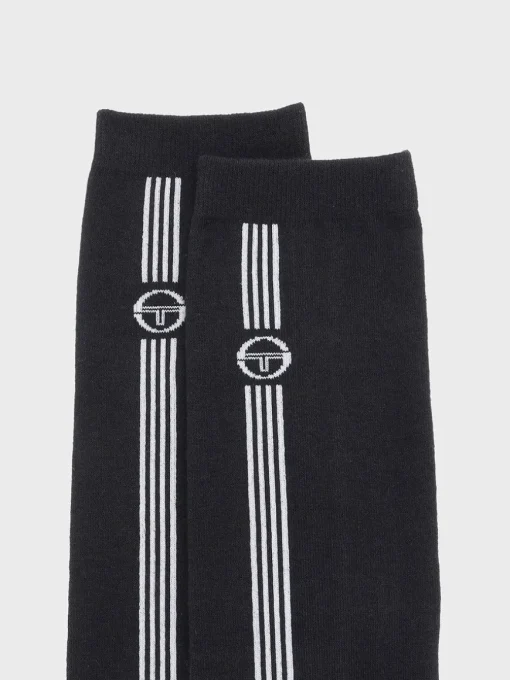 Striped Knee High Socks- Black