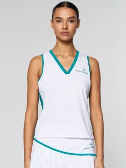Women'S Vigentino Tennis V-Neck Tank Top- White